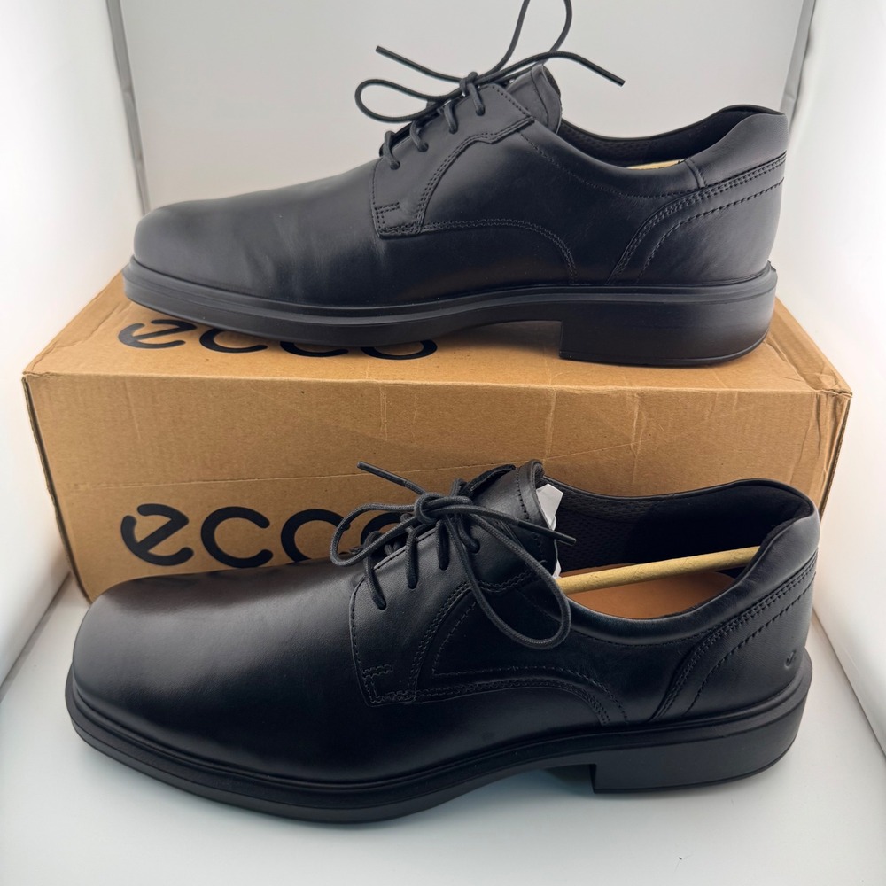 ECCO Helsinki 2 M Derby Mens 43 US 9-9.5 Black Leather NIB Square Toe Shoes